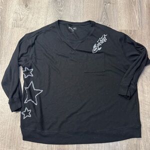 Torrid Sleep 2 Long Sleeve Sweater Embroidered Stars Rocket Ship Plus Size Top